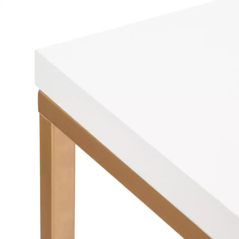 Kate and Laurel Truss Rectangle MDF Pub Table, 42x24x36, White and Gold