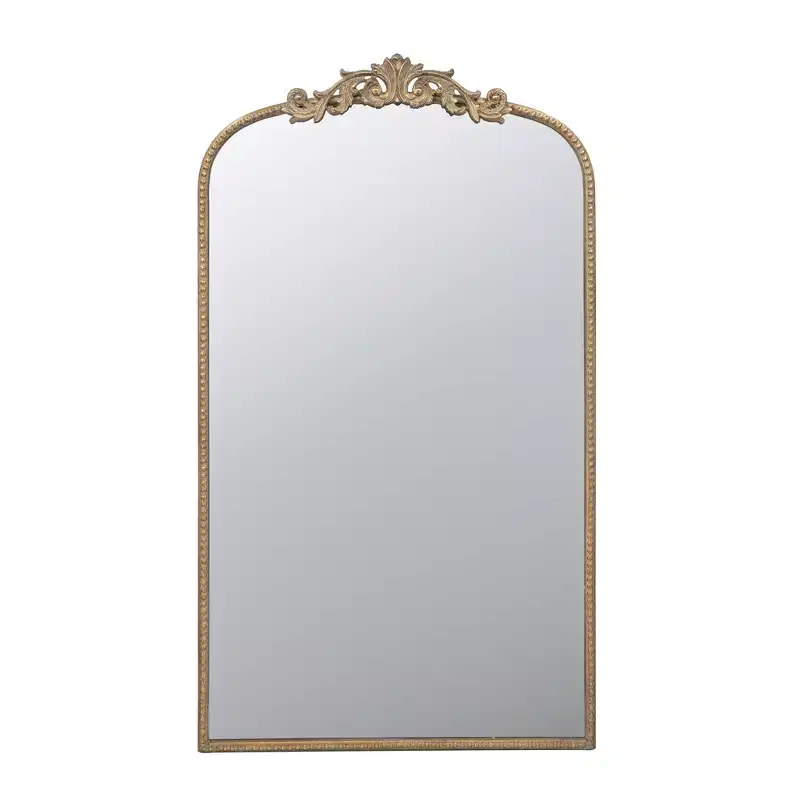24 x 42 Inch Gold Arched Wall Mirror with Baroque Inspired Design
