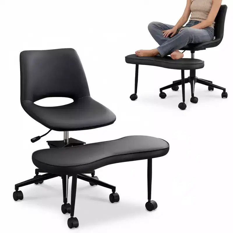 Cross-Legged Floor Chair with Swivel Base and Lumbar Support