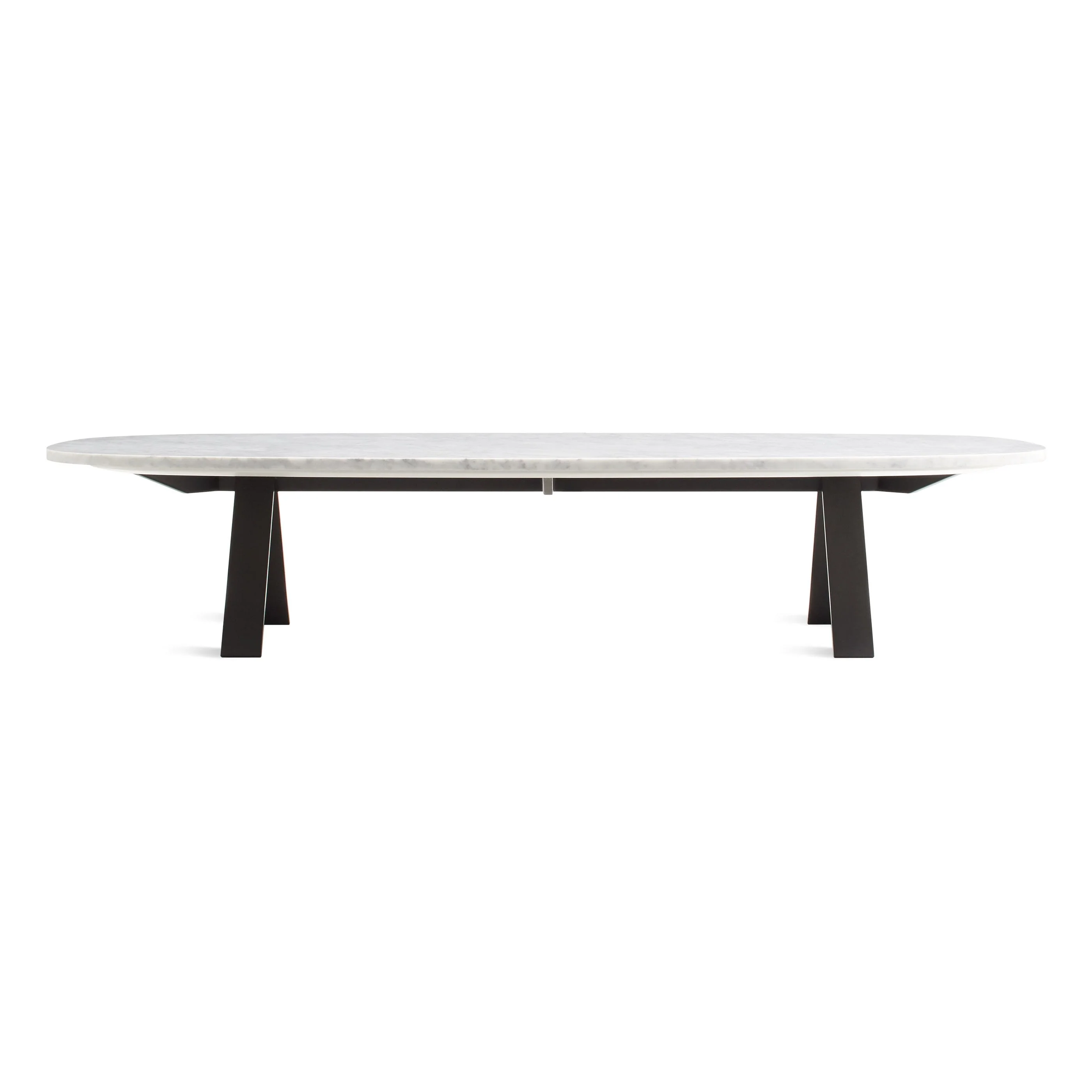 Modern Marble Black Steel Coffee Table with Substantial Slab Top for Living Room