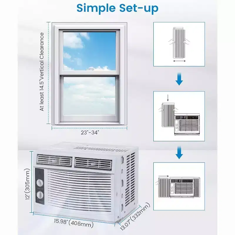 Garvee 5000 BTU Window Air Conditioner with Mechanical Controls and Reusable Filter, White