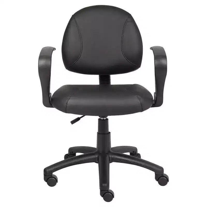 Posture Chair with Loop Arms Black - Boss Office Products: LeatherPlus, Lumbar Support, Adjustable Height