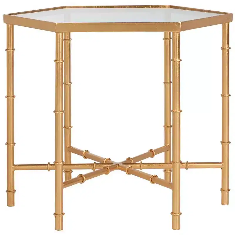 Hexagon Accent Table Gold/Clear