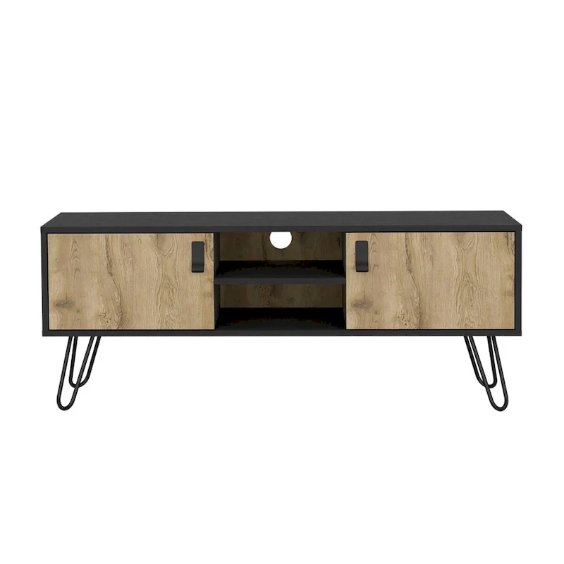 Huna TV stand Dual-Tone With Two Cabinets and Shelves