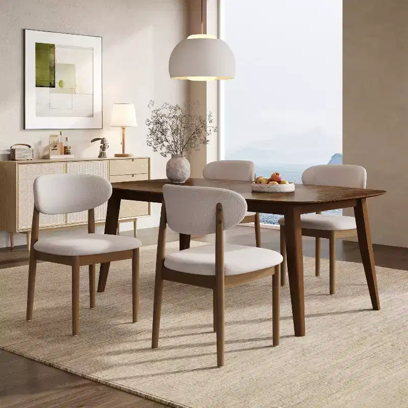 Christopher Knight Home Volgrun 5 Piece Mid-Century Modern Rubberwood Upholstered Dining Set