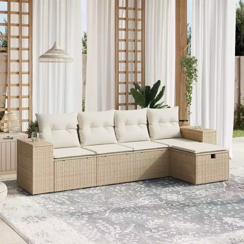 vidaXL Flexible Modular Patio Sofa Set with Cushions for Outdoor Use