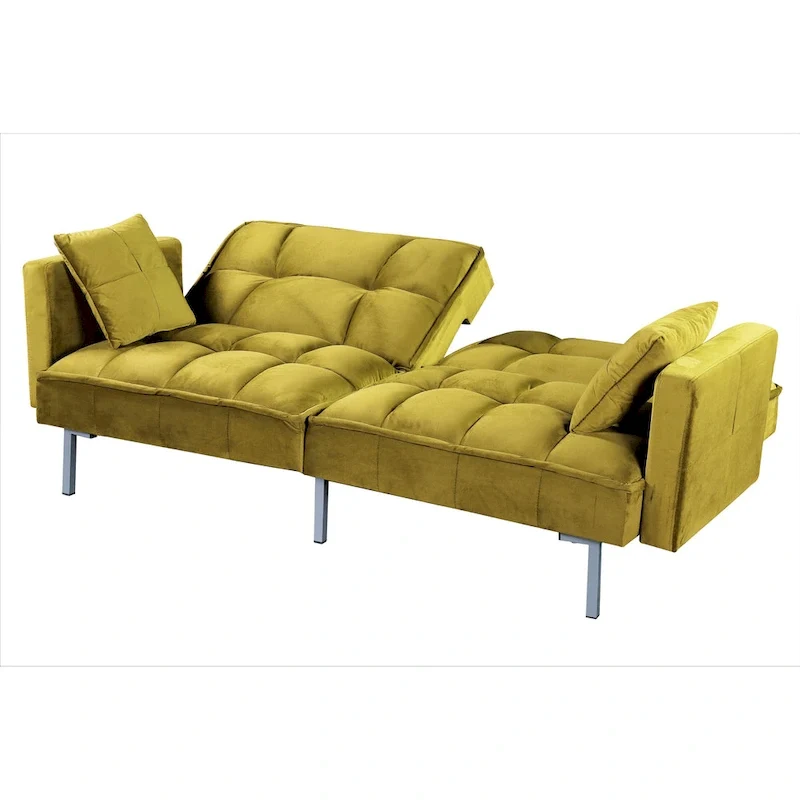 Bernal 75.6W Velvet Futon Sofa Bed Sleeper