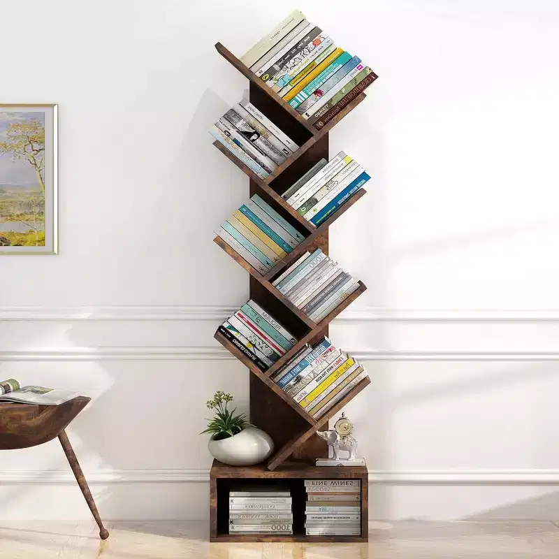 MDF Tree-Shape 8-Tier Bookshelf with Drawer 8.1