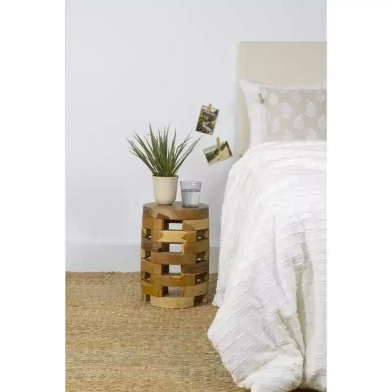Accent Table Brown: Teakwood, Round, No Assembly Required