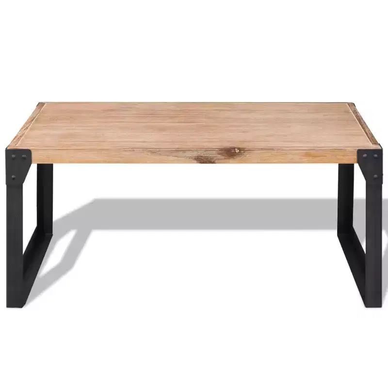 vidaXL Solid Acacia Wood Coffee Table with Steel Legs - Stylish Industrial, Durable Furniture, Brown and Black