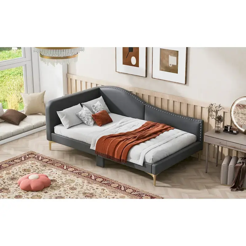 Upholstered Daybed with Guardrail and Headboard