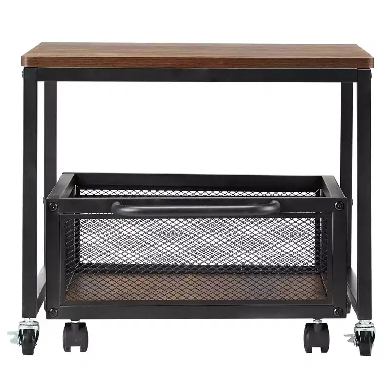 VEVOR Mini Fridge Stand with Storage, 198 lbs Mini Fridge Table with Movable Storage Cart & Swivel Wheels, Beverage Refrigerator Stand,Light Brown