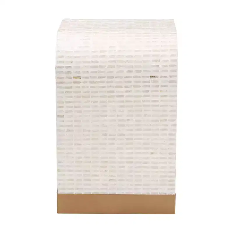 bali & pari 3pc Carlyn Mother of Pearl Capiz Shell Accent Table Set Beige/White/Gold