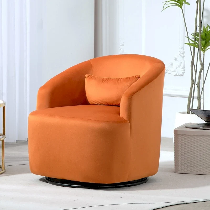 US Pride Furniture Accent Chair with Barrel-shaped Design and 360 Degree Swivel Feature