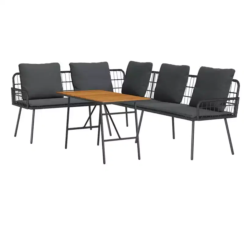 vidaXL Garden Sofa Set 2 pcs Black poly rattan
