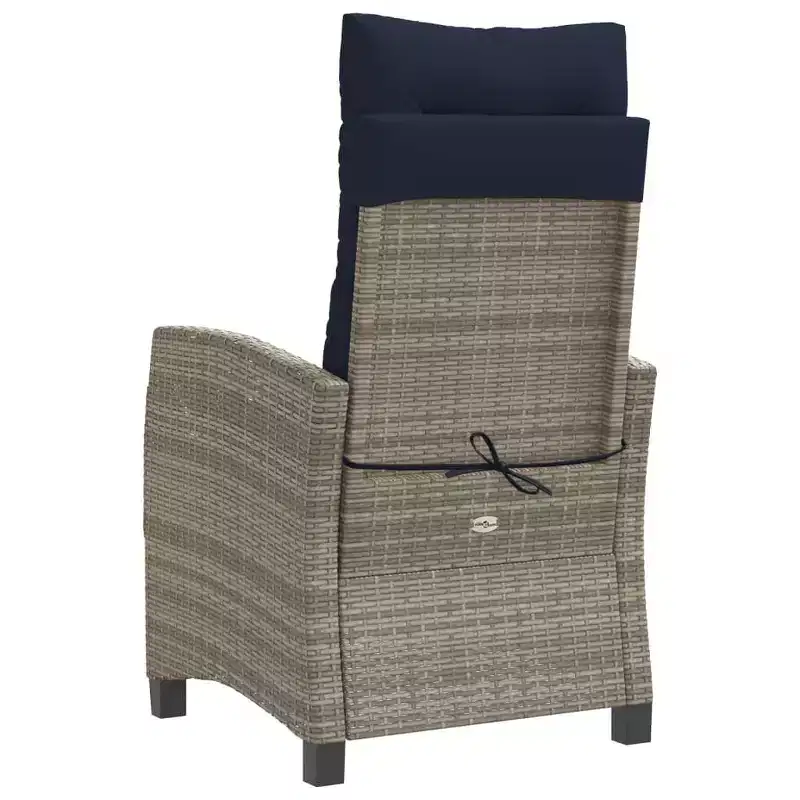 vidaXL Reclining Garden Chair Grey PE Rattan Standard