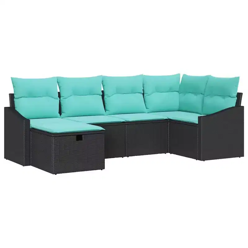 vidaXL Garden Sofa Set with Cushion 6 pcs Brown Poly rattan