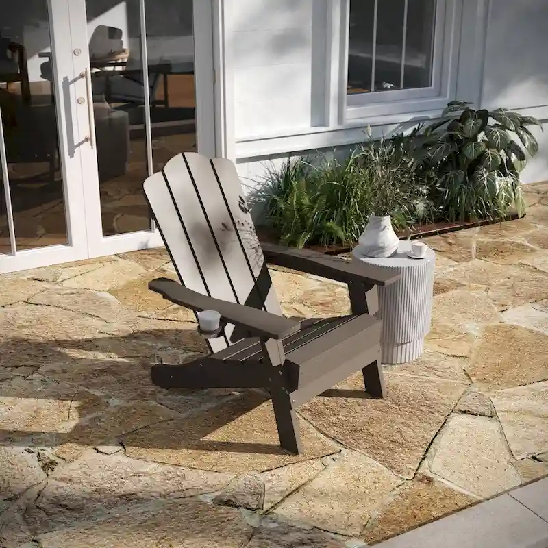 Set of 4 All-Weather Adirondack Chairs with Cupholders