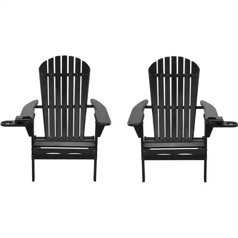 Jiallo Foldable Adirondack Chair with cup holder set of 2