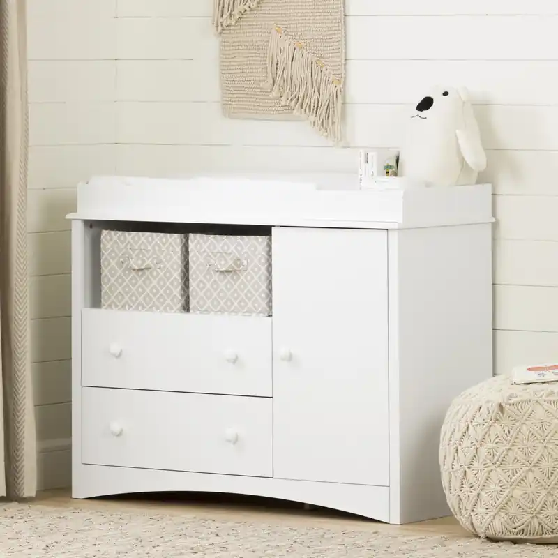 Peek-a-boo Changing Table With Drawers And Open Storage - Pure White