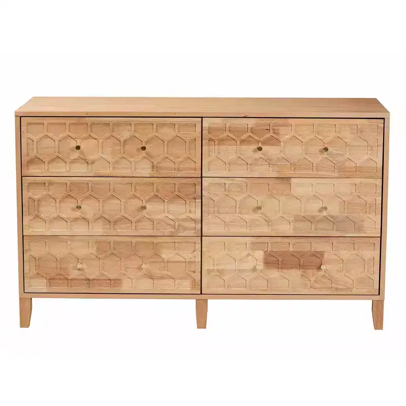 6-Drawer Dresser with Honeycomb Design, Natural