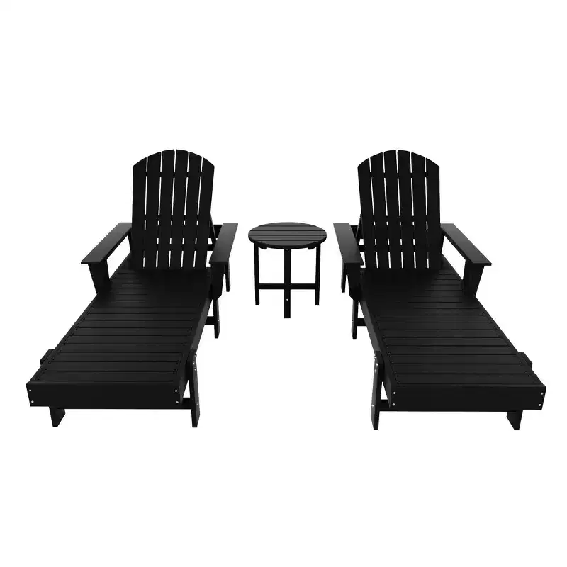 WestinTrends Dylan 3 Piece Adirondack Poly Reclining Chaise Lounge With Arms