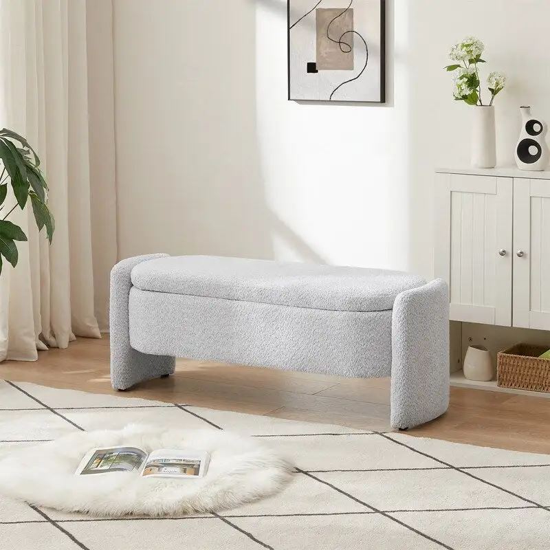 Oval Upholstered Storage Bench – 47W x 17D x 18H
