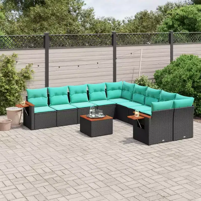 vidaXL 11 Piece Patio Sofa Set with Cushions Grey Poly Rattan (US only)
