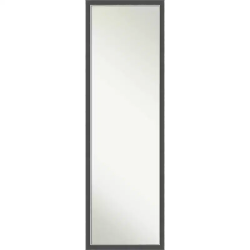 Thin Framed Full Length on the Door Mirror Black/Silver -: Polystyrene Frame, No Assembly Required