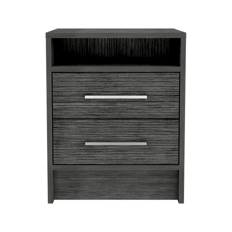 TUHOME Eter 2-Drawer Nightstand End Table with Metal Handles and Open Shelf