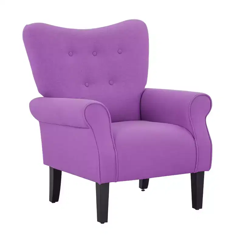 Erommy Mid Century Velvet Tufted Armchair, High Back Accent Chair
