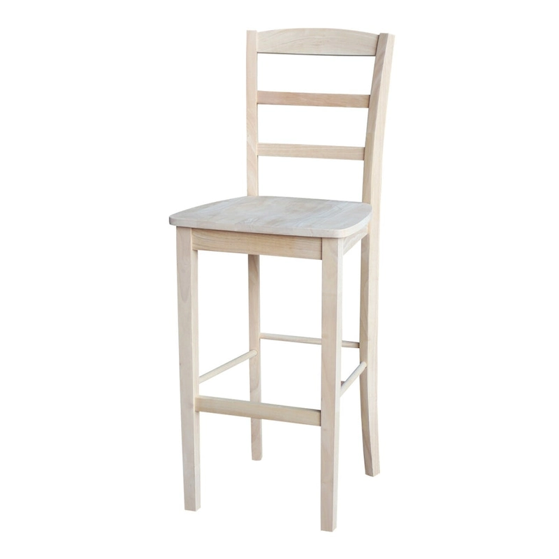 30 Round Top Pedestal Bar Height Table with 2 Madrid Stools - Unfinished - 3 Piece Set