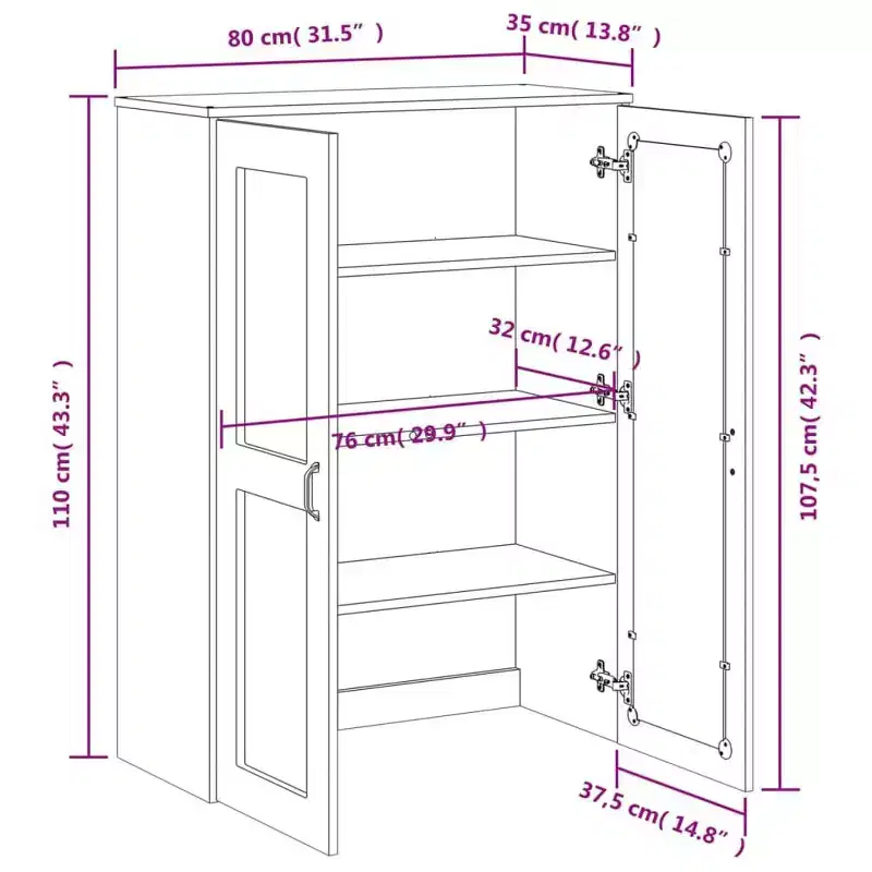 Wood Composite Highboard Cabinet 31.5''W x 43.3''H x 13.8''D