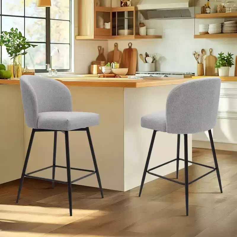 Vatros Swivel Bar Stools Upholstered Counter Height Stools Set of 2