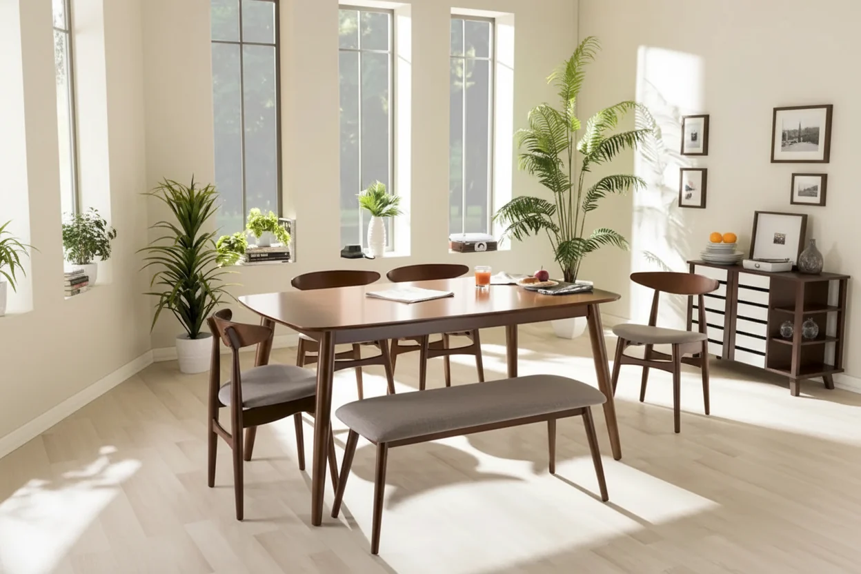 Oak Rectangular Dining Set, Seats 6