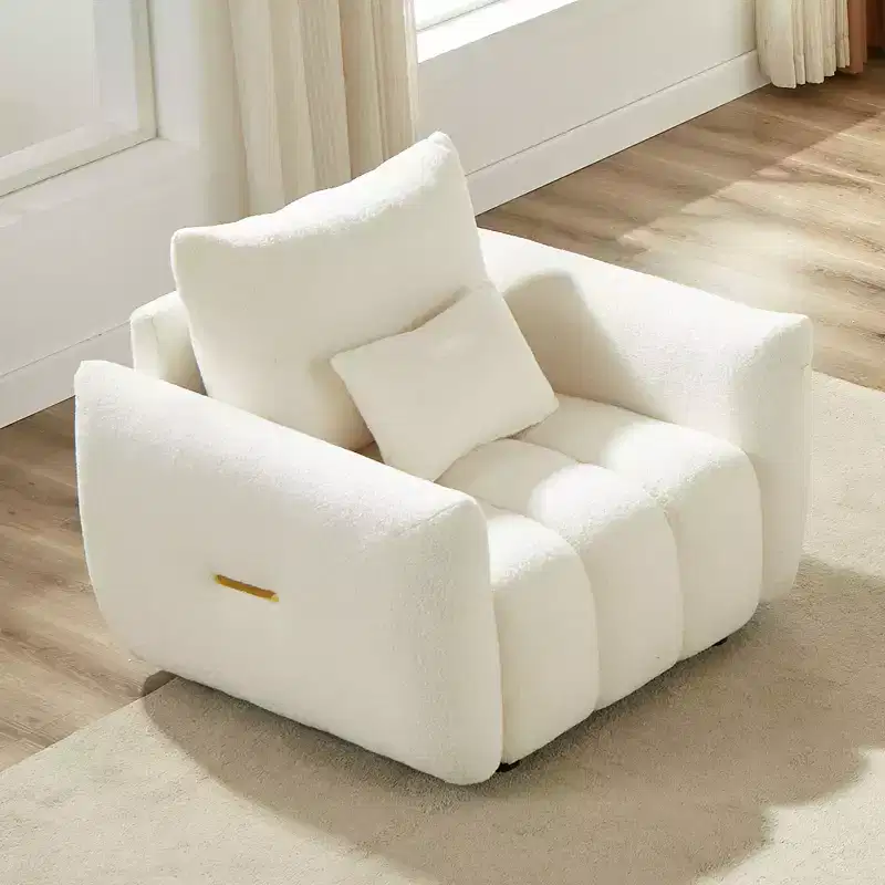 Modern Teddy Fabric Sofa - Upholstered Lounge Chair with One Pillow, Ideal for Apartment, Office, Living Room, and Bedroom