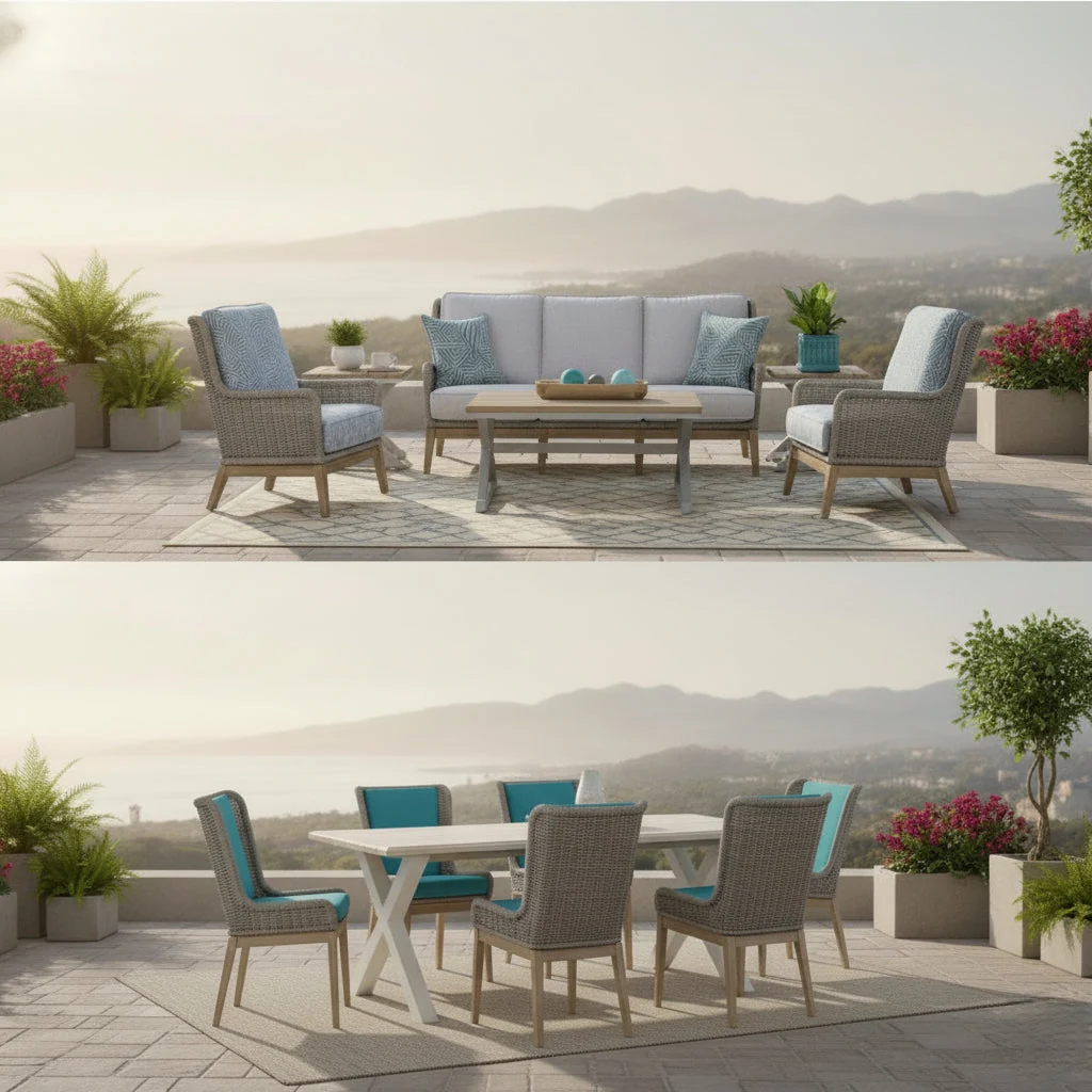 Outdoor Wicker Patio Sofa Frost Grey