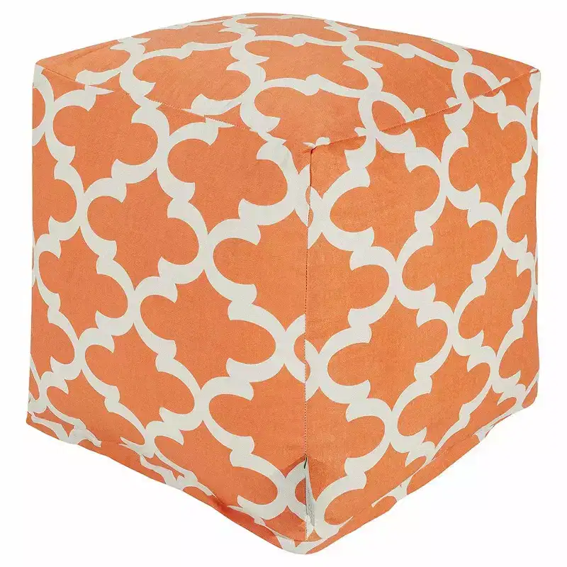 Cube Pouf Ottoman with Trellis Pattern, Removable Washable Cover, Eco-Friendly Recycled Fill
