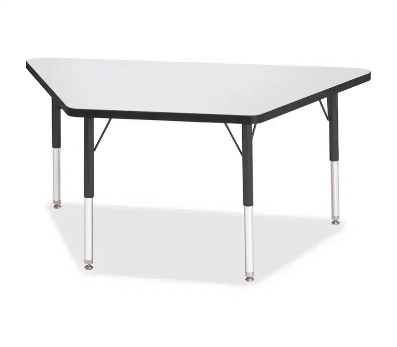 Elementary Height Trapezoid Activity Table 24x48, Black, Adjustable Steel Legs, TRUEdge