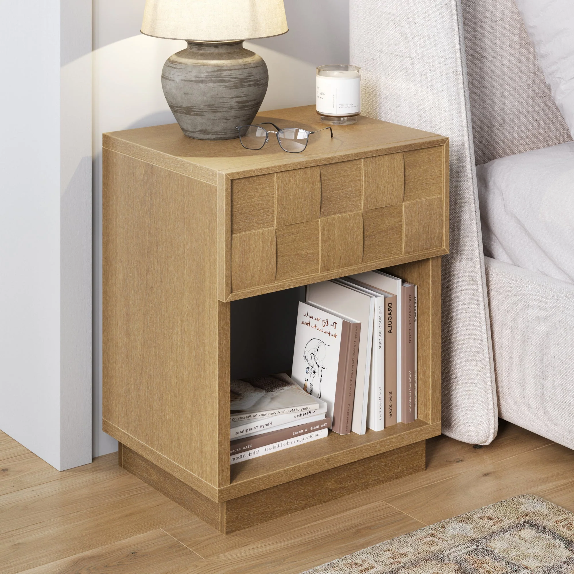 Mid Century Modern Nightstand with 1 Drawer