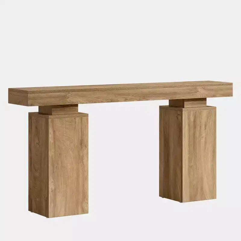 Wooden 63-Inch Long Console Table, Farmhouse Entryway Table Behind Couch, Modern Foyer Stand Entry Station for Living Room, Entrance, Hallway