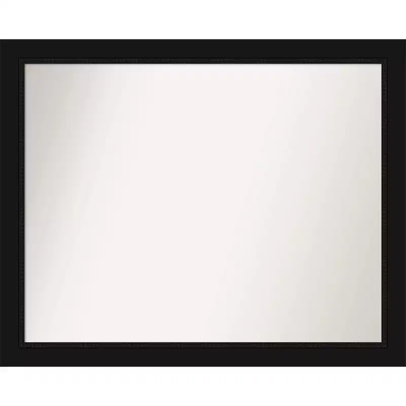 31" x 25" Non-Beveled  Black Wall Mirror - : Modern Style, Polystyrene Frame, Includes Mount Hardware