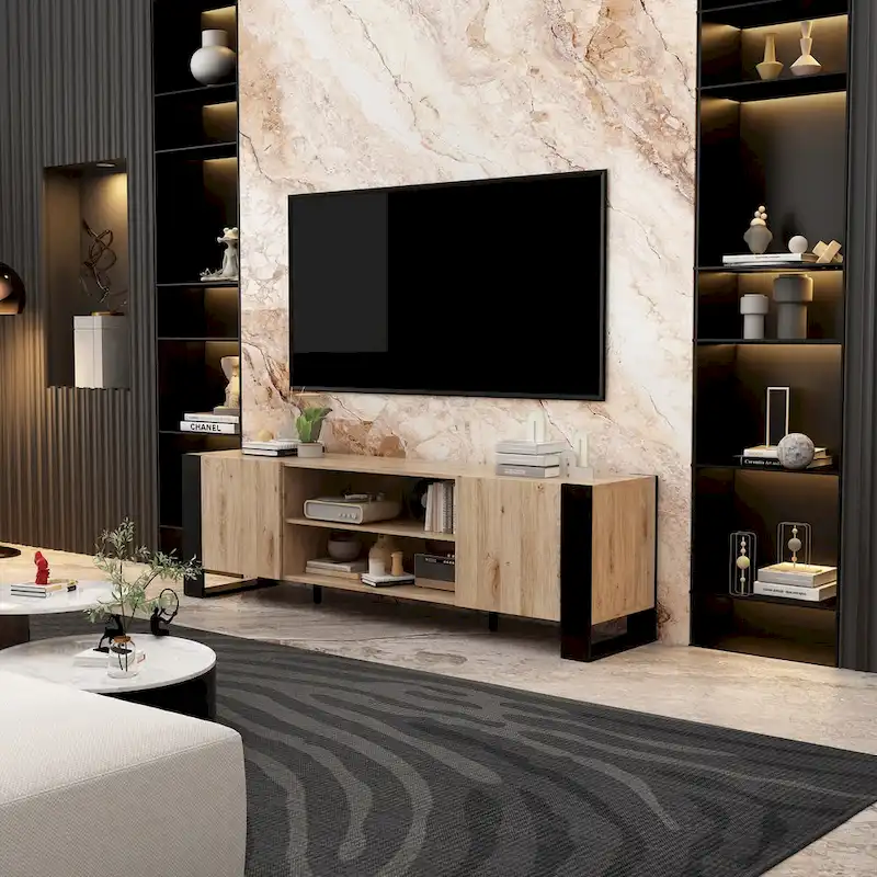 Luxurious TV Stand & Fireplace Combo Integrated LED Fireplace Features