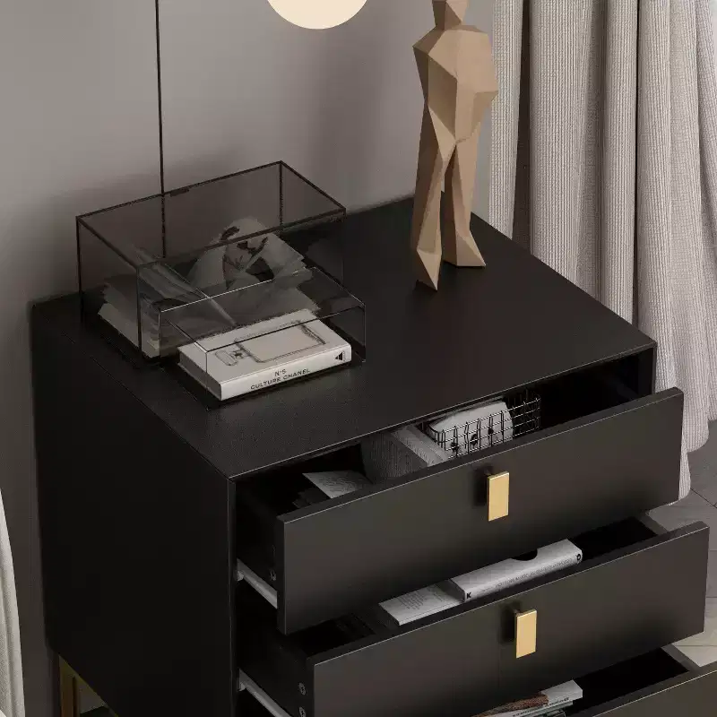 Hitow 3 Drawer Nightstand Metal Base Bedside Dresser