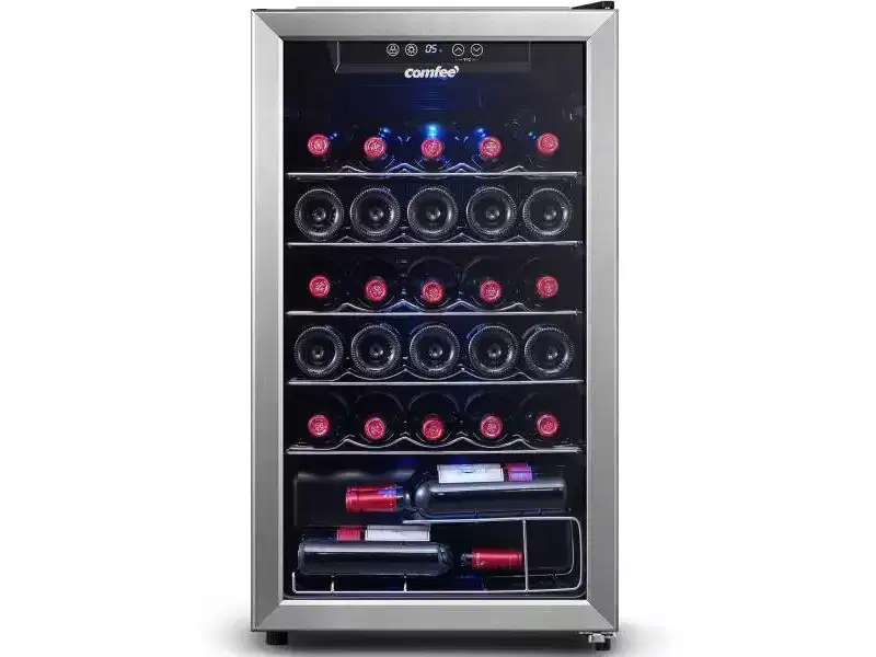 Comfee 18.9-in. 29-Bottle Freestanding Indoor Wine Cooler, Stainless Steel