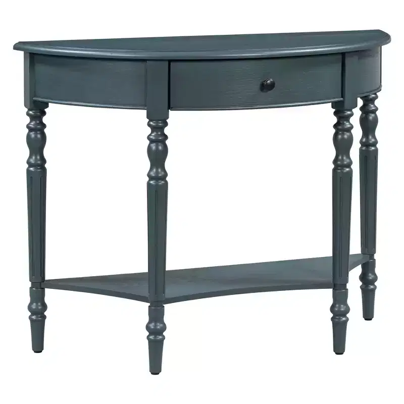 Polibi Farmhouse Crescent Entry Console with Drawer & Shelf