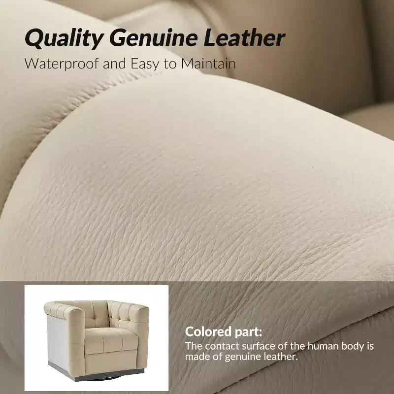 Frankie Modern Genuine Leather Swivel Club Chair| HULALA HOME