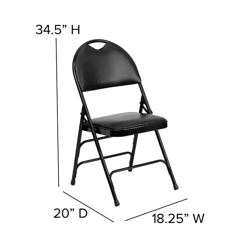 Extra Large Ultra-Premium Triple Braced Metal Folding Chair with Easy-Carry Handle