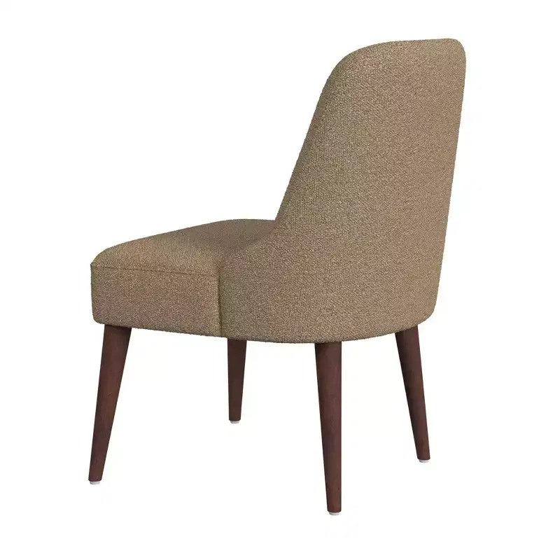HomePop Modern Dining Chair Boucle Brown: Upholstered Side, Tapered Wood Legs, Spot Clean
