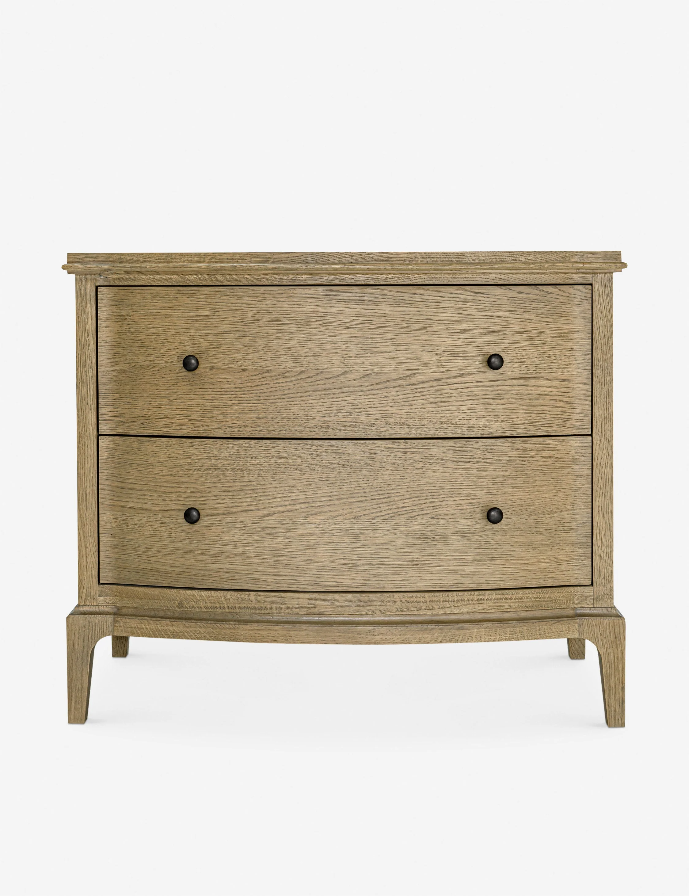 Nighstand - Timeless meets modern in the nightstand, featuring a gently curved front and a wire-brushed oak finish